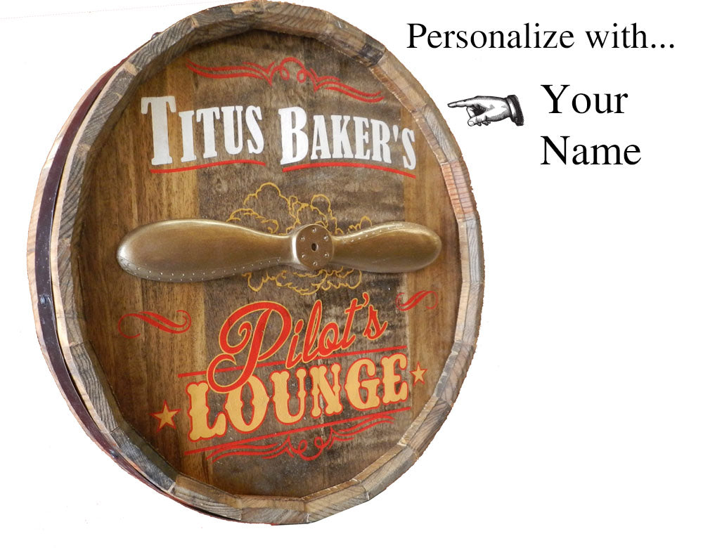 Pilot's Lounge | Barrel Sign | 3D Relief of Airplane Prop | Personalize It!