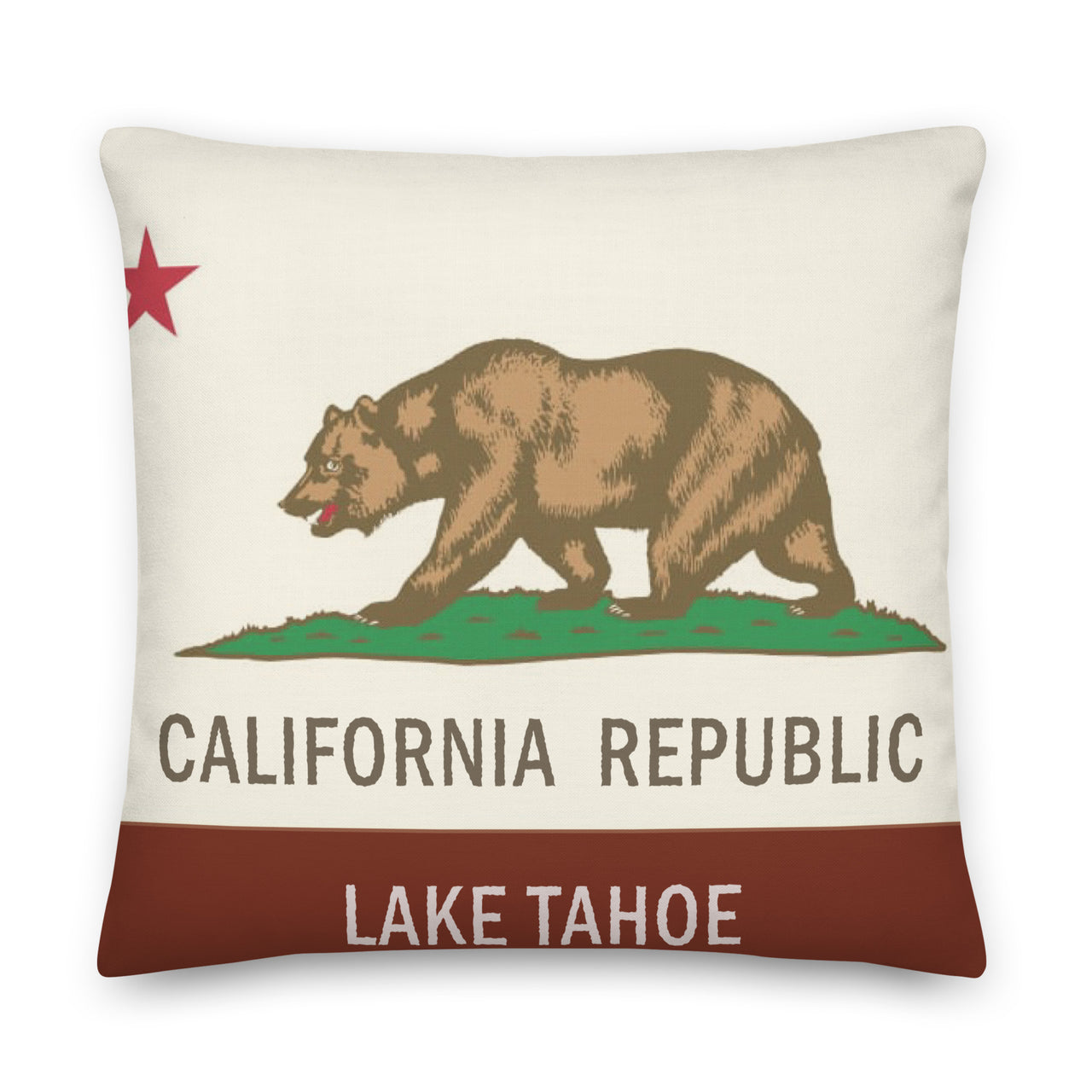 California Flag | Lake Tahoe | Solid Color Back | Throw Pillow