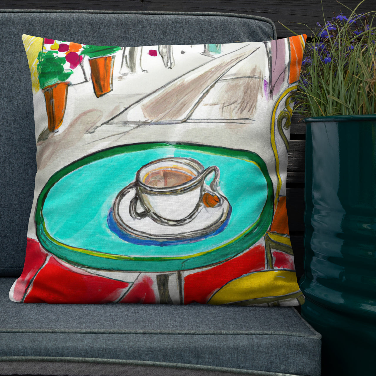 French Cafe | Throw Pillow | Coffee