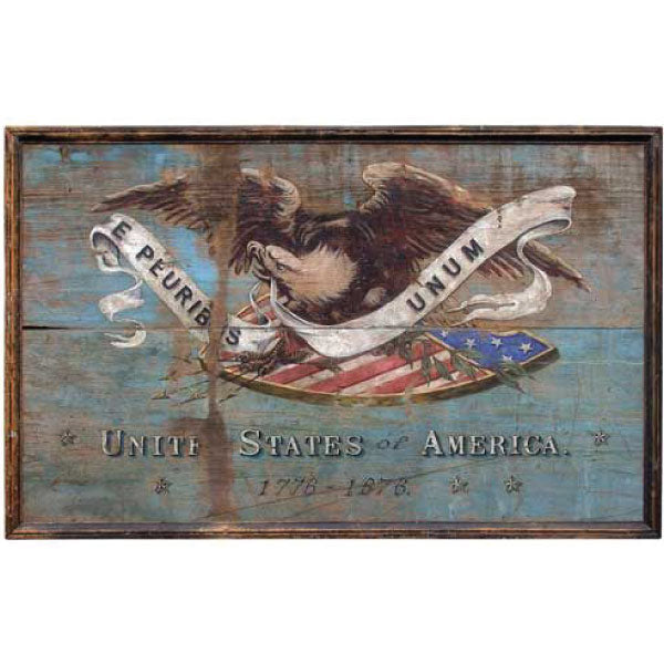 Eagle on American Shield holding E Pluribus Unum. United States of America 1776-1876