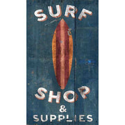 Surf Shop & Supplies; vintage wood sign as wall art