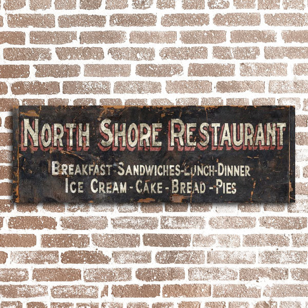 North Shore Restaurant vintage wood sign