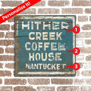 Coffee House distressed wood sign to be personalized