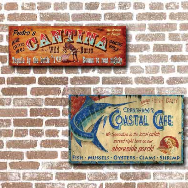 Pedro's Cantina and Crenshaw's Coastal Cafe vintage restaurant ads