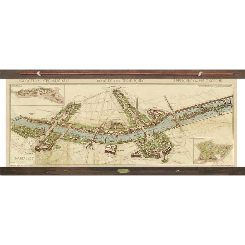 Paris Map from 1937 canvas wall hanging | vintage wall art
