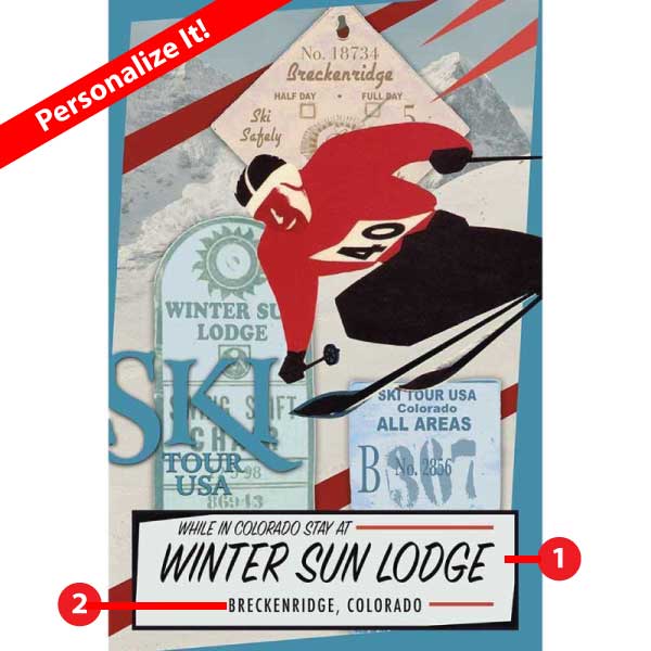 Canvas wall hanging for Colorado skiing; personalize it with your favorite ski resort