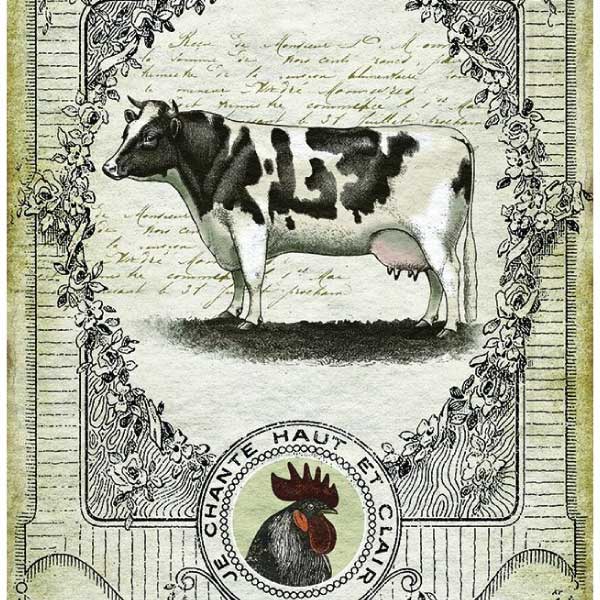 Cow | Dairy | Farmhouse | Canvas Wall Hanging | Vintage Look
