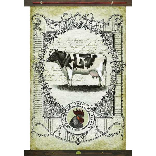 Cow | Dairy | Farmhouse | Canvas Wall Hanging | Vintage Look