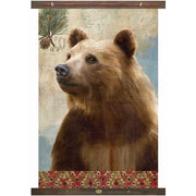 Canvas wall hanging of a brown bear; lovely holiday wall decor