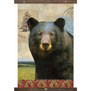 canvas tapestry of a black bear; holiday wall art 