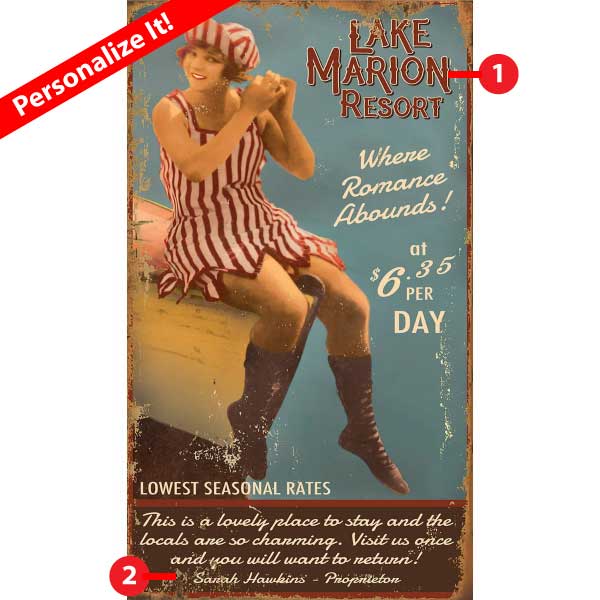 Lake Resort | Vintage Ad | Vintage Sign | Personalize It