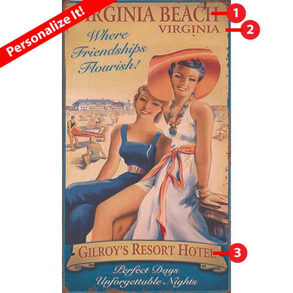 Beach Resort | Vintage Ad | Virginia | Vintage Sign | Personalize It