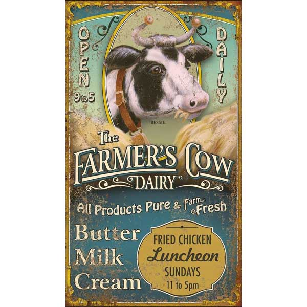 Cow | Farmhouse | Vintage Ad | Bessie | Farmer's Cow Dairy