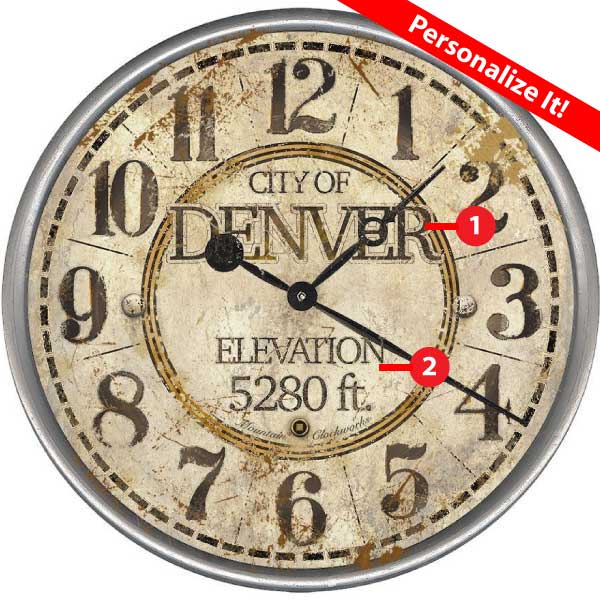 Denver Clock | Colorado | Elevation | Wall Clock | Personalize It!