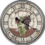 customizable clock with wine and red grapes