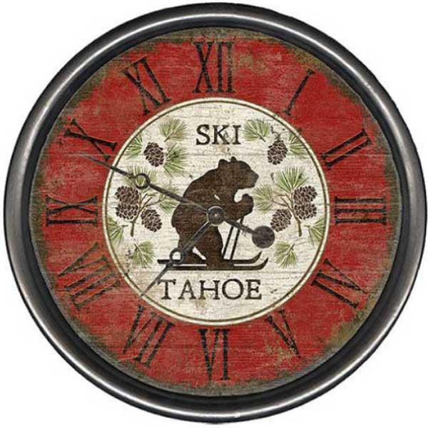 Skiing Bear Clock | Tahoe | Wall Clock | Suzanne Nicoll | Personalize