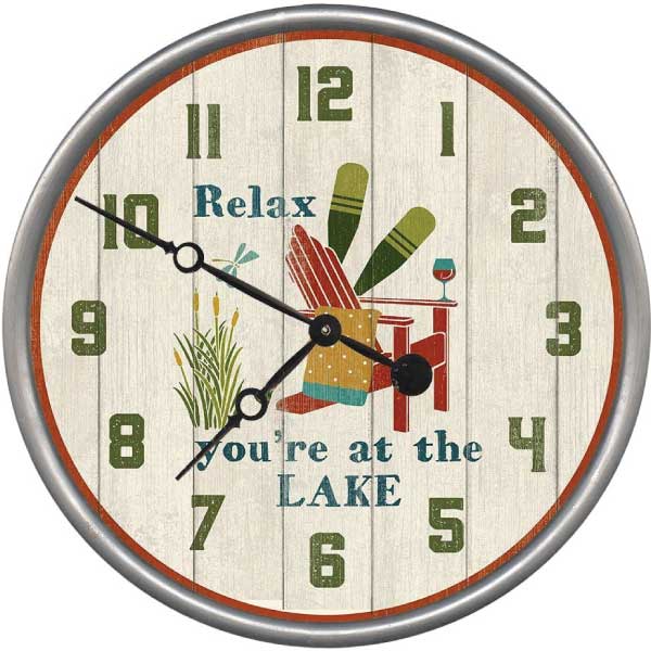 Relax you're at the Lake round wall clock; large format