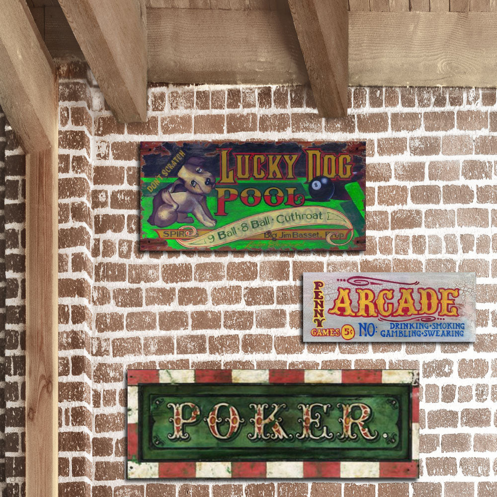 Pool Hall | Lucky Dog | Bar Sign | Game Room