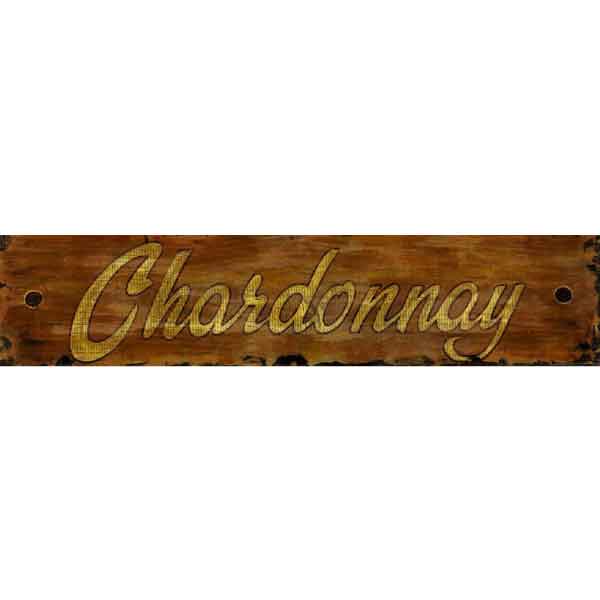 Distressed wood sign with the word: Chardonnay