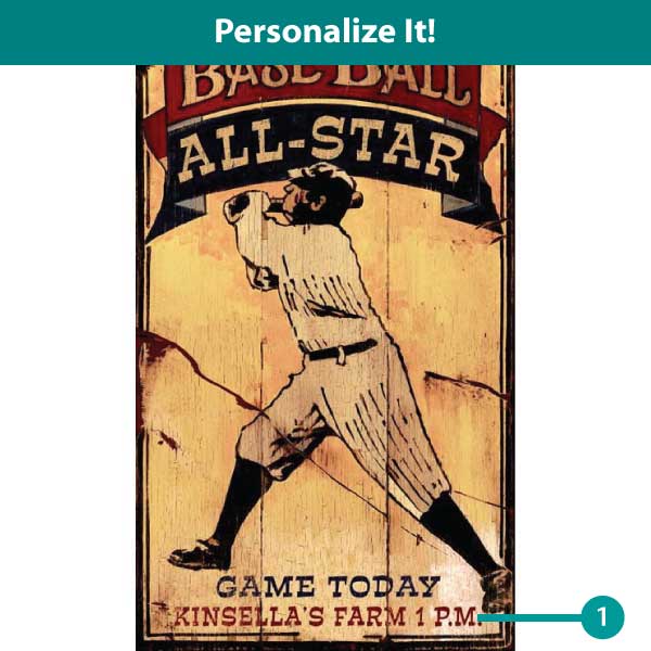 Old time ad for Baseball All-Star Game; personalization available