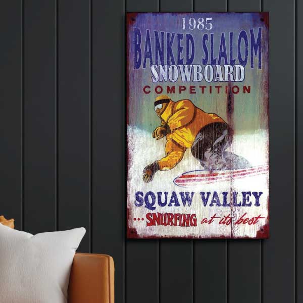 Snowboarding | Vintage Sign | Winter Sports Decor | Personalize It!