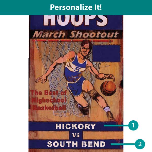 Hoops Shootout; best high school basketball; vintage ad; personalization available