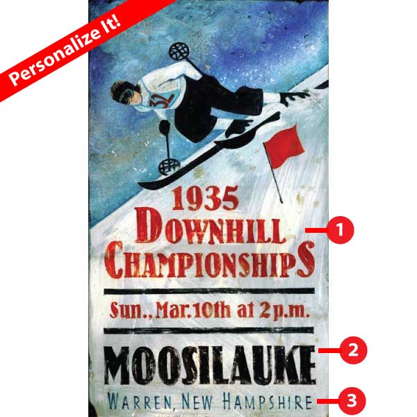 Personalize this Vintage ad for 1935 Downhill Ski Championship; Moosilauke