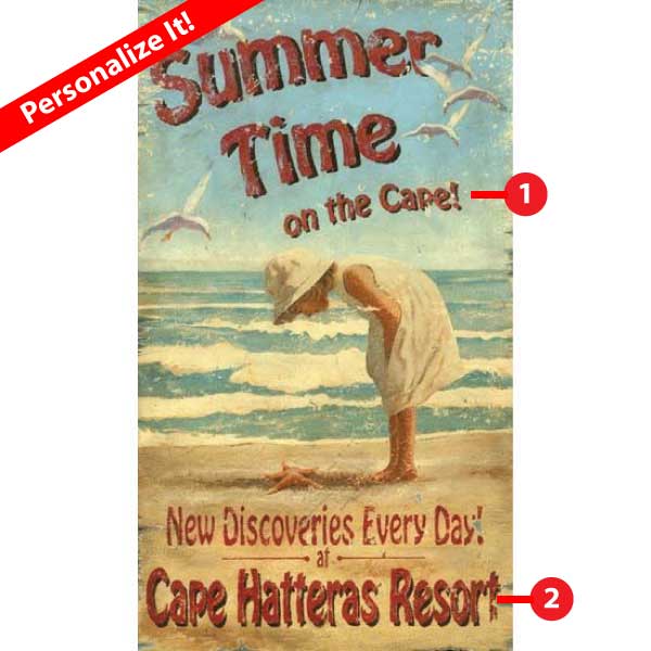Summer Time on the Cape vintage wood sign to be personalized