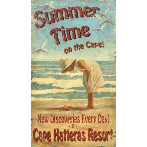 Summer Time on the Cape vintage wood sign; Cape Hatteras Resort