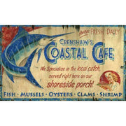 Vintage ad for Crenshaw's Coastal Cafe; blue and red