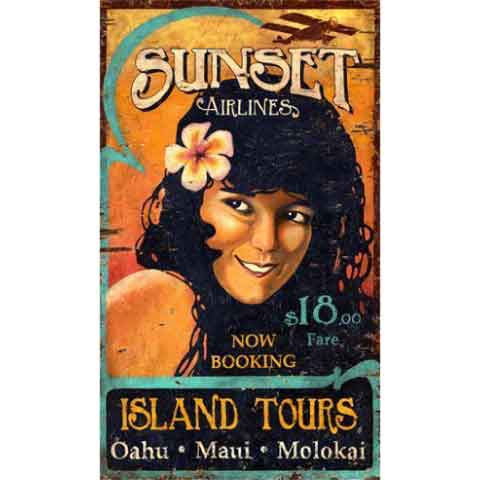 Sunset Airlines Vintage Sign | Hawaii | Oahu | Maui | Molokai