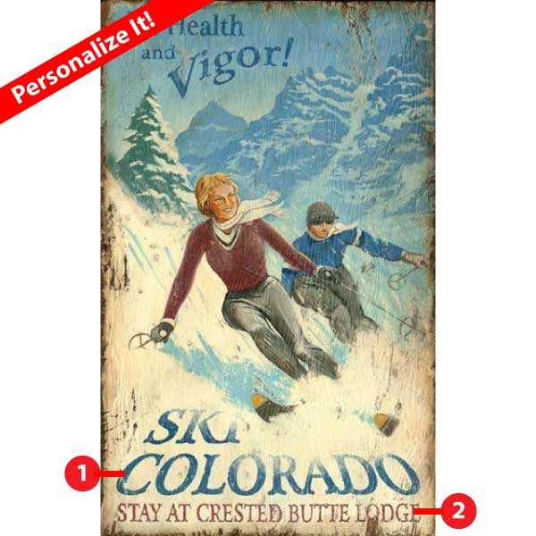 Ski Colorado | Vintage Sign | Crested Butte | Colorado | Personalize It!