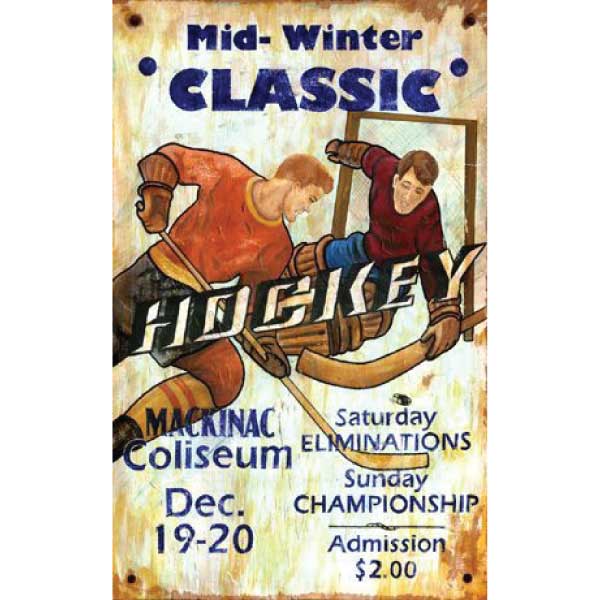 Antique Hockey tournament advertisement. Hockey at the Coliseum.