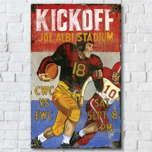 Football wall decor; Kickoff Joe Albi Stadium; old school football image