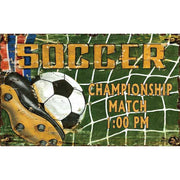 Weathered and distressed green wall art for Soccer championship match