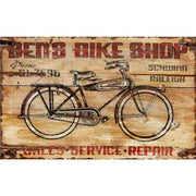 Ben's bike shop vintage wood sign