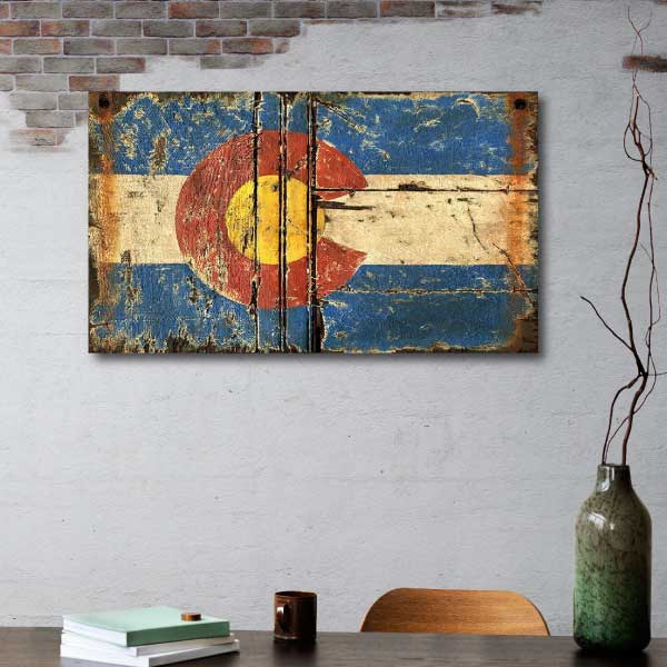 Rugged and weathered image of Colorado state flag