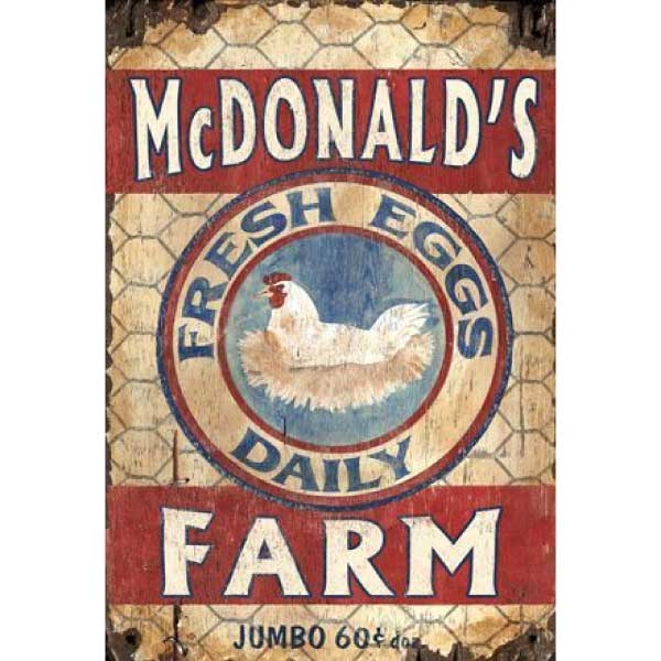McDonald's Farm | Fresh Eggs | Kitchen | Farmhouse | Vintage Sign