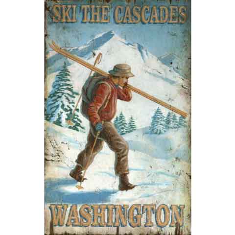 Ski the Cascades | Vintage Sign | Washington | Personalize It!