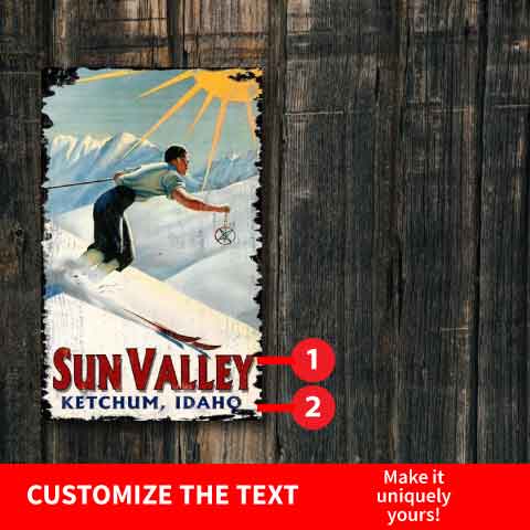 customize text to make this Ski resort sign unique