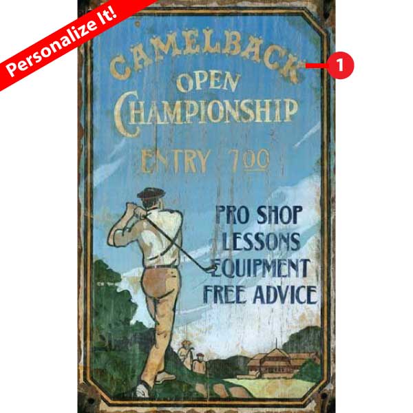 Camelback Open Championship golf vintage sign with customization