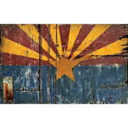Distressed Arizona State flag on wood