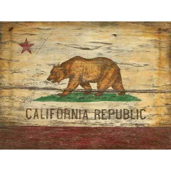 California State flag on distress wood panel