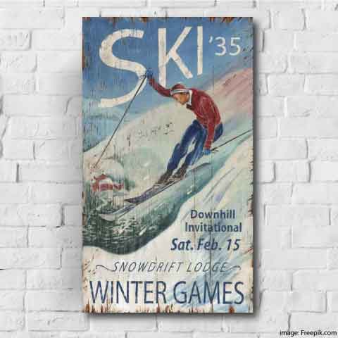 Winter Games '35 | Wall Art  | Skiing | Lodge | Personalize It!