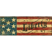 Weathered wood with US flag and the word "Liberty" - vintage wood sign