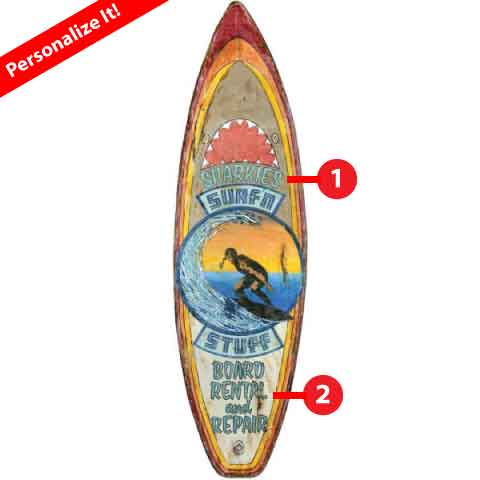 Surfboard-shaped Wall Art | Cut to Shape | Vintage Wood Sign | 48" x 14"