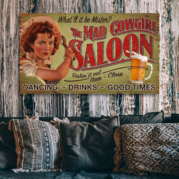 Vintage ad for The Mad Cowgirl Saloon