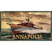 Yacht Annapolis for Chesapeake Charters wood sign no background