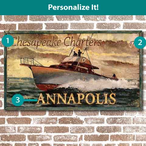 Annapolis boat Chesapeake antique style wood sign with personalization options