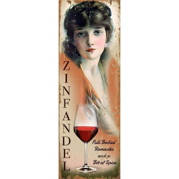 Zinfandel red wine on distressed wood